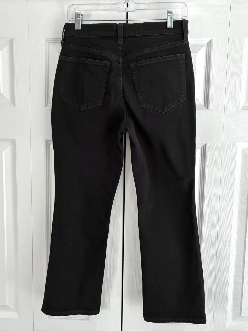 J.Crew Mid-Rise Flare Crop Jeans Womens 28 Black Stretch Denim Cropped Preppy